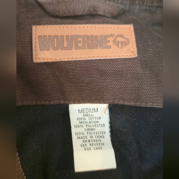 Wolverine Brown Insulated Coat Button Up Collard Size Medium - Picture 2 of 16